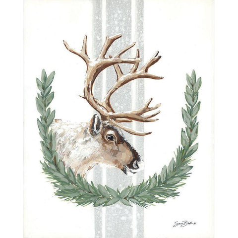 Arctic Winter Reindeer   Gold Ornate Wood Framed Art Print with Double Matting by Baker, Sara