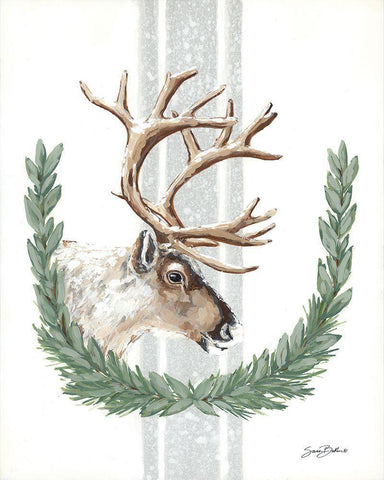 Arctic Winter Reindeer   Black Ornate Wood Framed Art Print with Double Matting by Baker, Sara