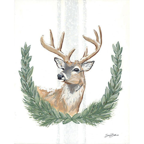 Arctic Winter Deer   White Modern Wood Framed Art Print by Baker, Sara