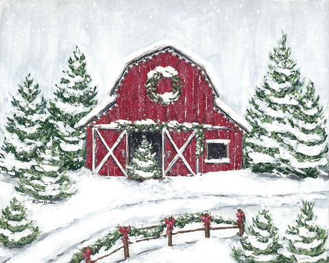 Tree Farm Barn Black Ornate Wood Framed Art Print with Double Matting by Baker, Sara