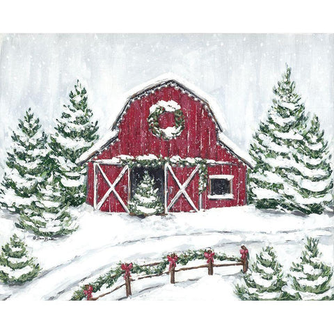 Tree Farm Barn White Modern Wood Framed Art Print by Baker, Sara