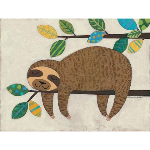 Sleeping Sloth Gold Ornate Wood Framed Art Print with Double Matting by Deming, Bernadette
