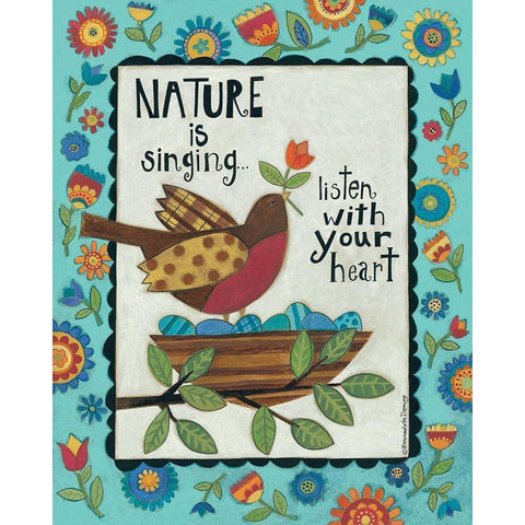 Nature is Singing White Modern Wood Framed Art Print by Deming, Bernadette