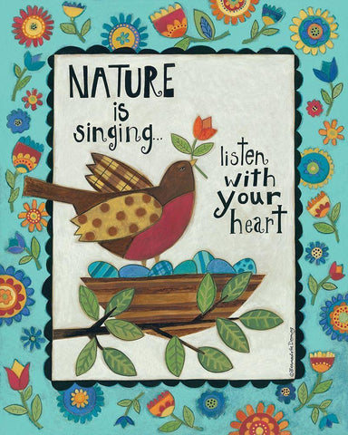 Nature is Singing White Modern Wood Framed Art Print with Double Matting by Deming, Bernadette