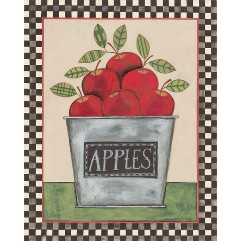 Bucket of Apples Gold Ornate Wood Framed Art Print with Double Matting by Deming, Bernadette