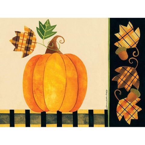 Pumpkin, Leaves and Acorns I Gold Ornate Wood Framed Art Print with Double Matting by Deming, Bernadette