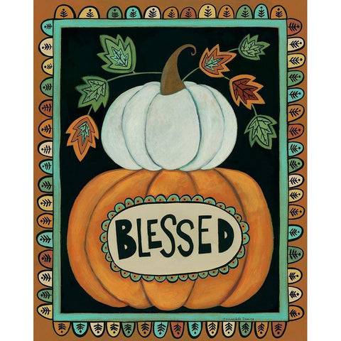 Blessed Pumpkins Black Modern Wood Framed Art Print with Double Matting by Deming, Bernadette