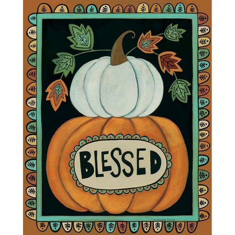 Blessed Pumpkins Gold Ornate Wood Framed Art Print with Double Matting by Deming, Bernadette