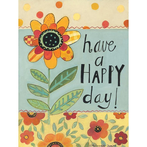 Have a Happy Day Gold Ornate Wood Framed Art Print with Double Matting by Deming, Bernadette