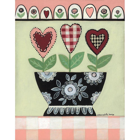 Valentine Trio Black Modern Wood Framed Art Print with Double Matting by Deming, Bernadette