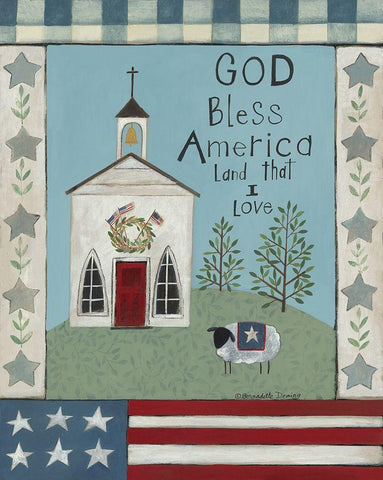 God Bless America Black Ornate Wood Framed Art Print with Double Matting by Deming, Bernadette