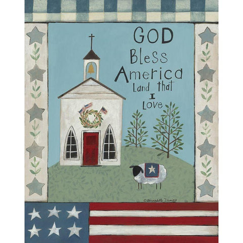 God Bless America White Modern Wood Framed Art Print by Deming, Bernadette