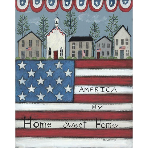 America My Home Sweet Home Black Modern Wood Framed Art Print with Double Matting by Deming, Bernadette