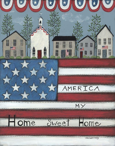 America My Home Sweet Home White Modern Wood Framed Art Print with Double Matting by Deming, Bernadette