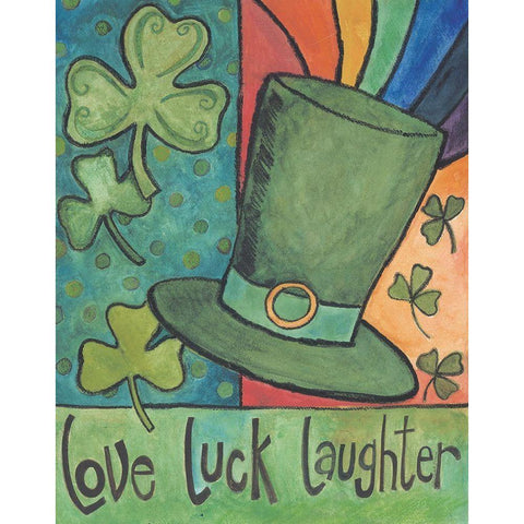 Love-Luck-Laughter Black Modern Wood Framed Art Print with Double Matting by Deming, Bernadette