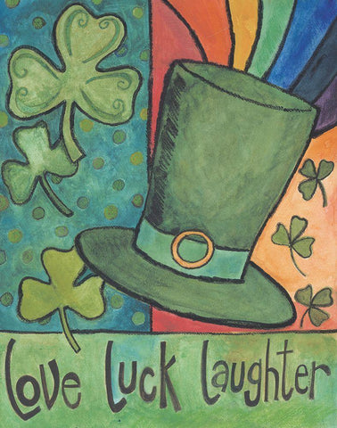 Love-Luck-Laughter Black Ornate Wood Framed Art Print with Double Matting by Deming, Bernadette