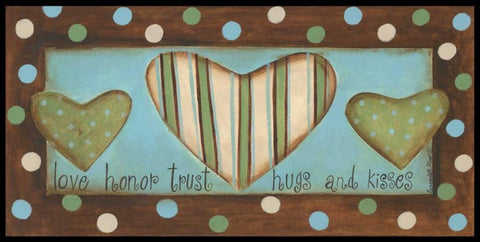 Hugs and Kisses Black Ornate Wood Framed Art Print with Double Matting by Deming, Bernadette