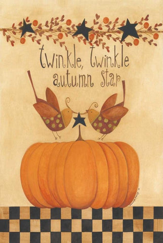 Twinkle Twinkle Autumn Star White Modern Wood Framed Art Print with Double Matting by Deming, Bernadette