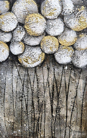 Bubble Trees in White Black Ornate Wood Framed Art Print with Double Matting by Hallowell, Britt