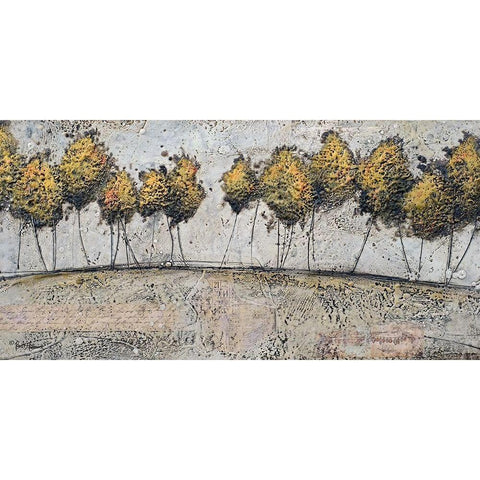 A Route of Gold Black Modern Wood Framed Art Print with Double Matting by Hallowell, Britt