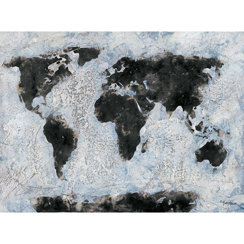 Old World Map   Black Modern Wood Framed Art Print by Hallowell, Britt