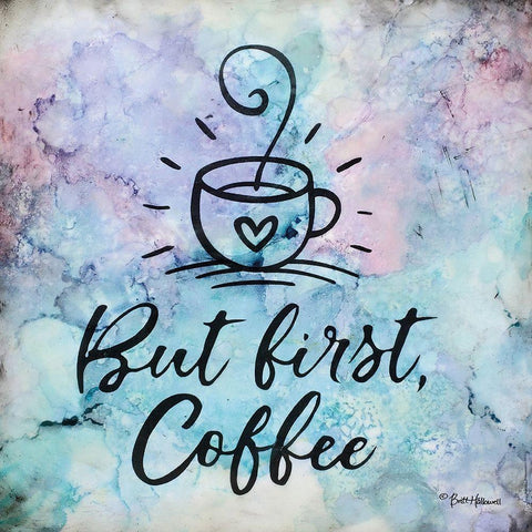 But First Coffee White Modern Wood Framed Art Print by Hollowell, Britt