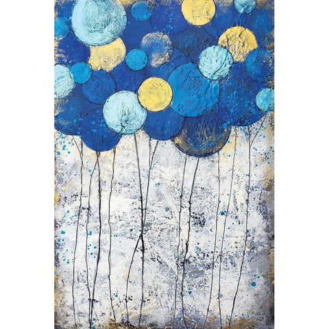 Bubble Trees Magic Black Modern Wood Framed Art Print with Double Matting by Hallowell, Britt