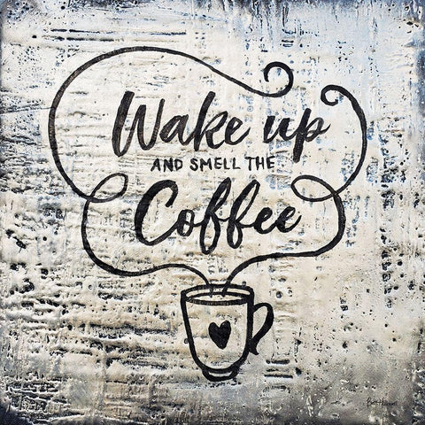 Wake Up and Smell the Coffee White Modern Wood Framed Art Print with Double Matting by Hallowell, Britt