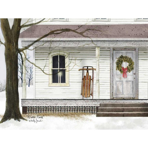 Winter Porch White Modern Wood Framed Art Print by Jacobs, Billy