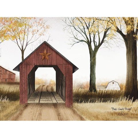 Bucks County Bridge    Gold Ornate Wood Framed Art Print with Double Matting by Jacobs, Billy