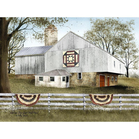 American Star Quilt Block Barn    White Modern Wood Framed Art Print by Jacobs, Billy