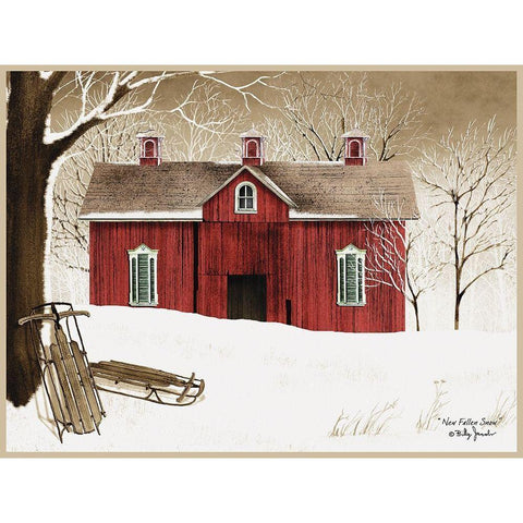 New Fallen Snow Black Modern Wood Framed Art Print with Double Matting by Jacobs, Billy