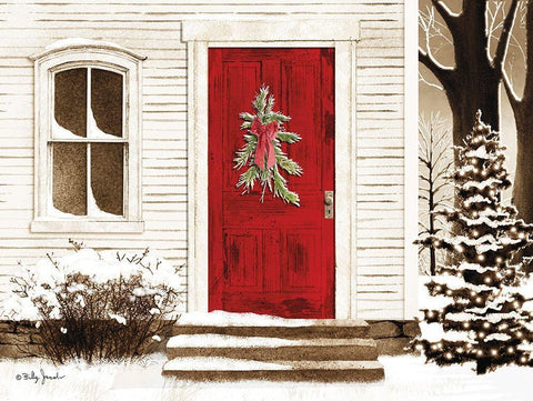 Red Door White Modern Wood Framed Art Print with Double Matting by Jacobs, Billy