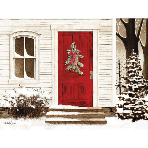 Red Door White Modern Wood Framed Art Print by Jacobs, Billy