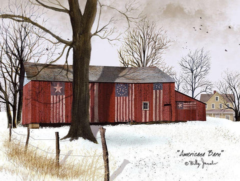 Americana Barn  White Modern Wood Framed Art Print with Double Matting by Jacobs, Billy