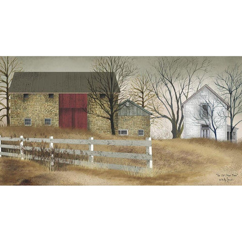 Old Stone Barn Black Modern Wood Framed Art Print by Jacobs, Billy