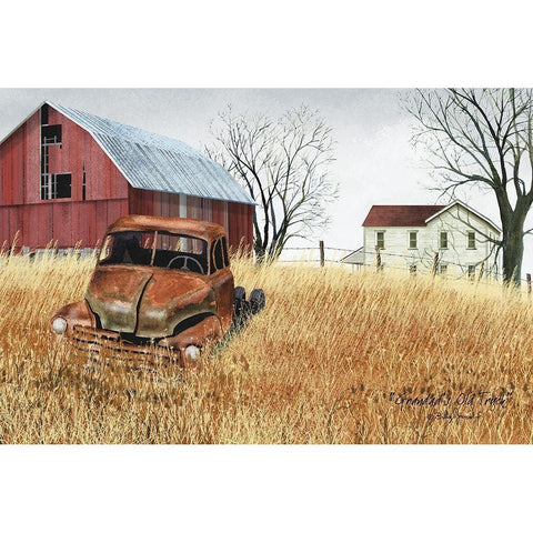 Granddads Ole Truck Black Modern Wood Framed Art Print with Double Matting by Jacobs, Billy