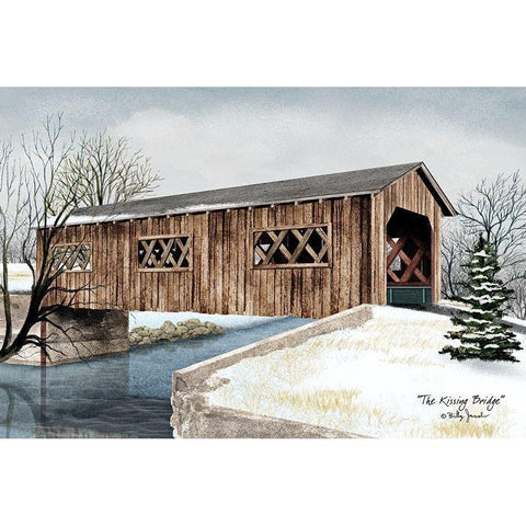 The Kissing Bridge       Gold Ornate Wood Framed Art Print with Double Matting by Jacobs, Billy