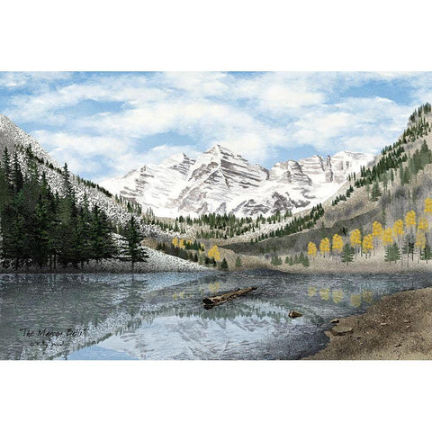 The Maroon Bells      Black Modern Wood Framed Art Print with Double Matting by Jacobs, Billy