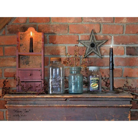 Mason Jars Black Modern Wood Framed Art Print with Double Matting by Jacobs, Billy