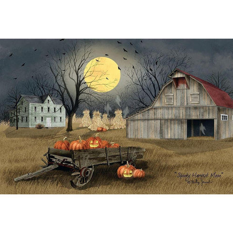 Spooky Harvest Moon     White Modern Wood Framed Art Print by Jacobs, Billy