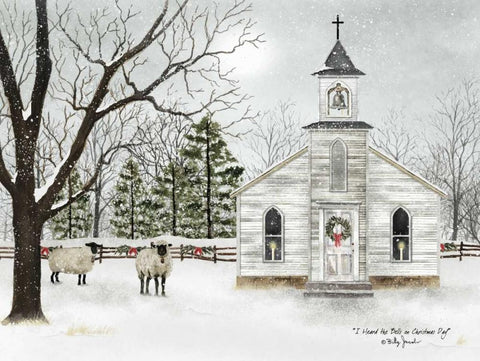 I Heard the Bells on Christmas Day White Modern Wood Framed Art Print with Double Matting by Jacobs, Billy