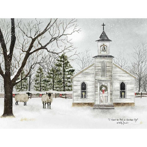 I Heard the Bells on Christmas Day White Modern Wood Framed Art Print by Jacobs, Billy