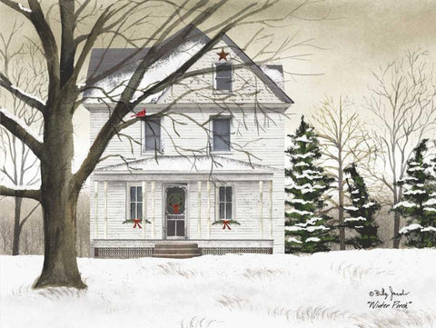 Winter Porch White Modern Wood Framed Art Print with Double Matting by Jacobs, Billy