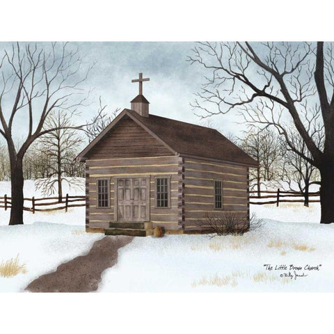 Little Brown Church White Modern Wood Framed Art Print by Jacobs, Billy