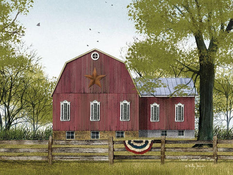 Sweet Summertime Barn White Modern Wood Framed Art Print with Double Matting by Jacobs, Billy