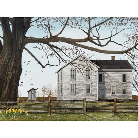 Spring Morning House Black Modern Wood Framed Art Print with Double Matting by Jacobs, Billy