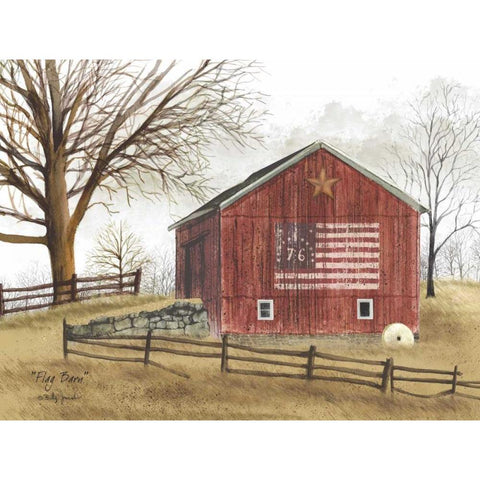 Flag Barn Black Modern Wood Framed Art Print with Double Matting by Jacobs, Billy