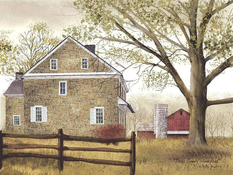 Bucks County Homestead White Modern Wood Framed Art Print with Double Matting by Jacobs, Billy