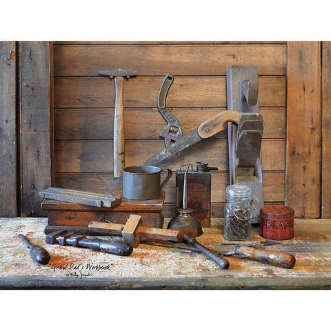 Grand Dads Work Bench White Modern Wood Framed Art Print by Jacobs, Billy